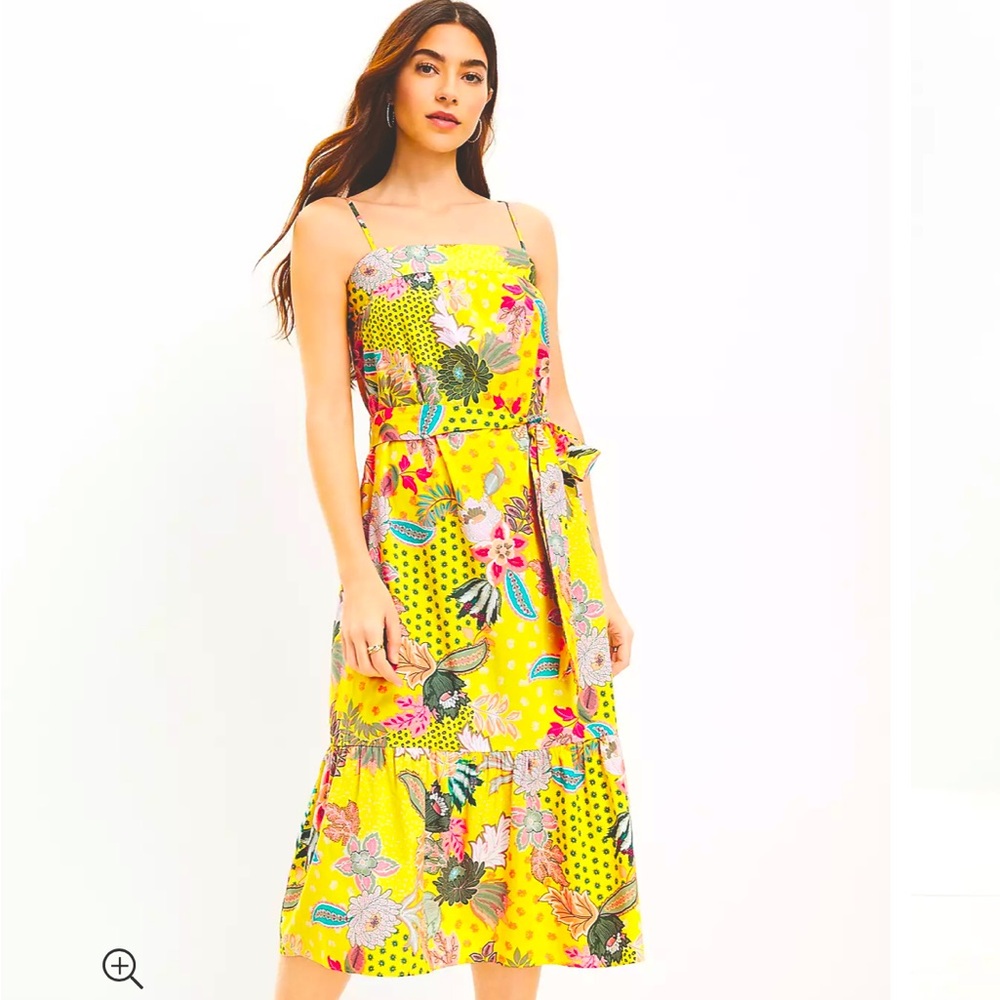 Loft Floral Flounce Midi Dress